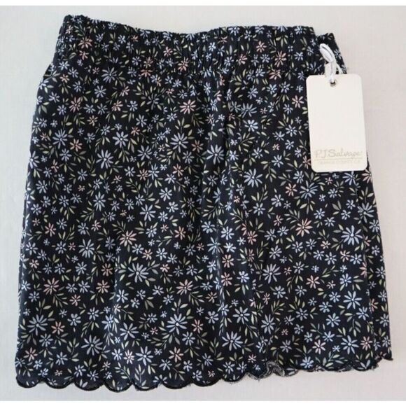 P.J. Salvage Women's Sz XS Black Floral Print Scalloped Hem Lounge Pajama Shorts - Picture 8 of 8